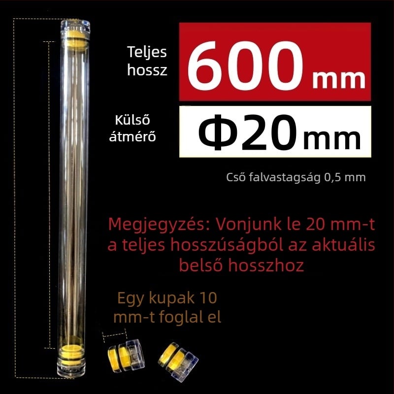 PC kerek csomagolócső fedővel, átlátszó, 0,5 mm falvastagság, horgász úszók tárolására