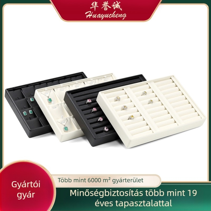 Magas minőségű PU bőr ékszerkiállító tálca, nyakláncok, gyűrűk, medálok és fülbevalók számára; rakható tároló.