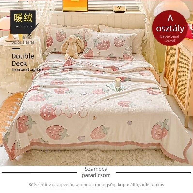 A osztály: Vastag tejes velúr ágynemű és takaró, korall fleece pléd, 1,5 m