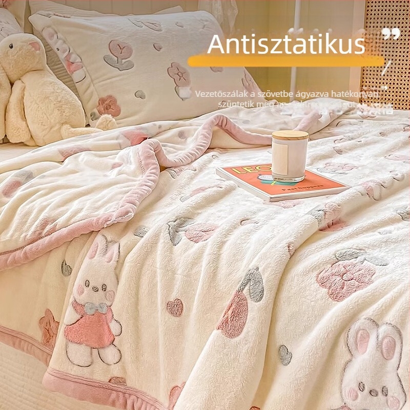 A osztály: Vastag tejes velúr ágynemű és takaró, korall fleece pléd, 1,5 m