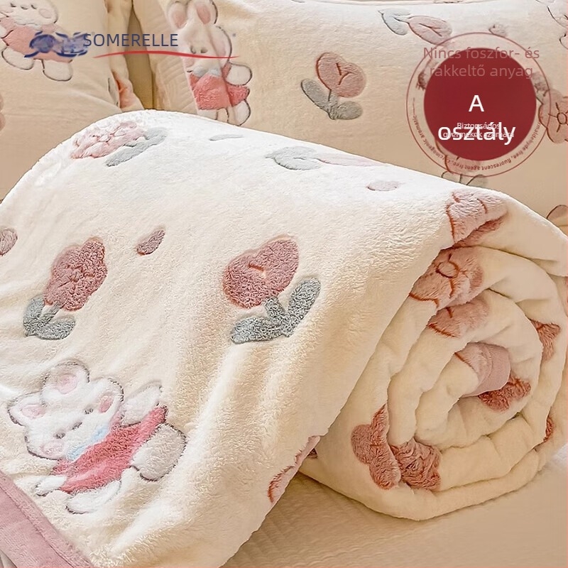 A osztály: Vastag tejes velúr ágynemű és takaró, korall fleece pléd, 1,5 m