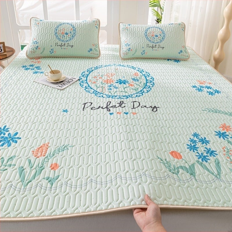 Természetes latexből készült hűsítő matrac, három részes készlet, selymesen puha felület, nyári kényelem, latex tartalom 90%+, nyomtatott szövés