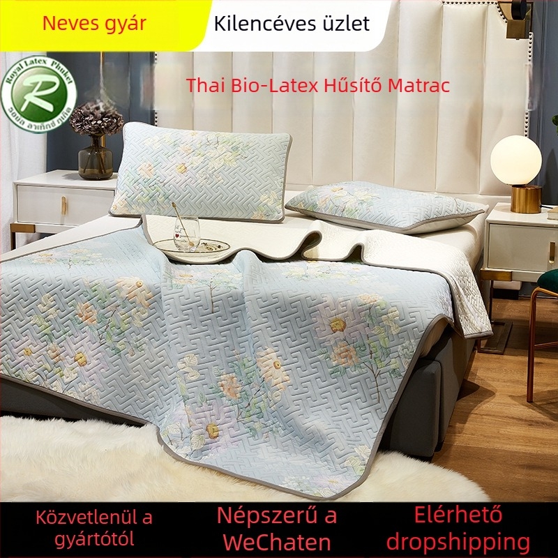Háromrészes hűtő matrac szett bio-alapú latex és ice-silk szövettel, prémium puha matrac 1,8 m-es ágyhoz