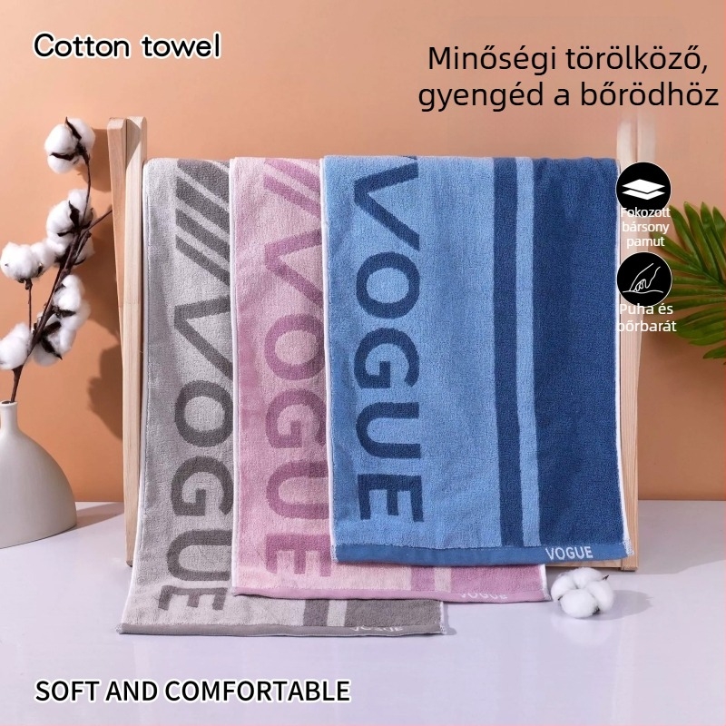 Felnőtt pamut arc törölköző, vastag és nedvszívó, logóval testreszabható; 32s fonal, 100–120 g, varrás és jacquard