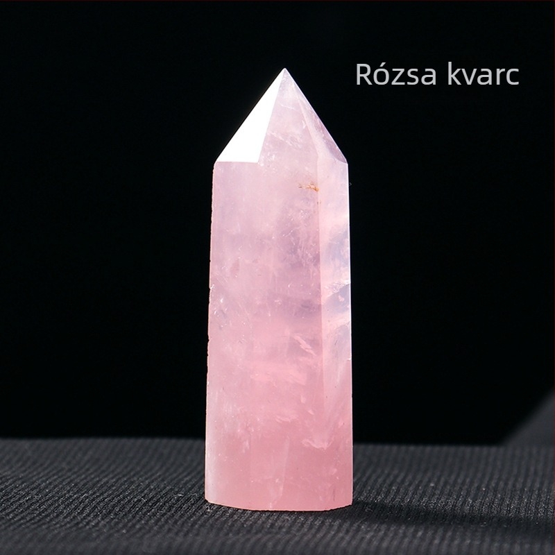 Természetes kristályos oszlopok: fehér kristály, ametiszt, rózsaszín kristály és citrin, hexagonális prisma, oszlopok több kristályból, egy- és dupla csúccsal