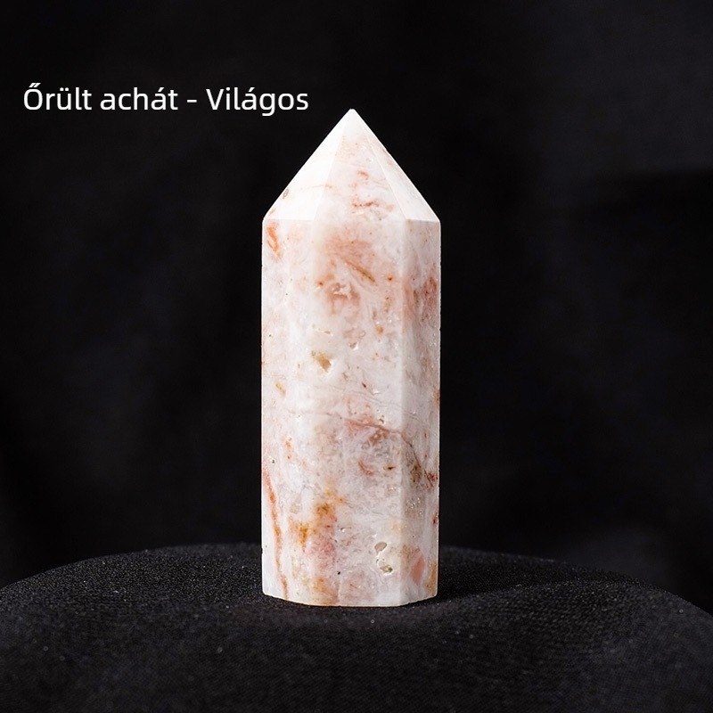 Természetes kristályos oszlopok: fehér kristály, ametiszt, rózsaszín kristály és citrin, hexagonális prisma, oszlopok több kristályból, egy- és dupla csúccsal
