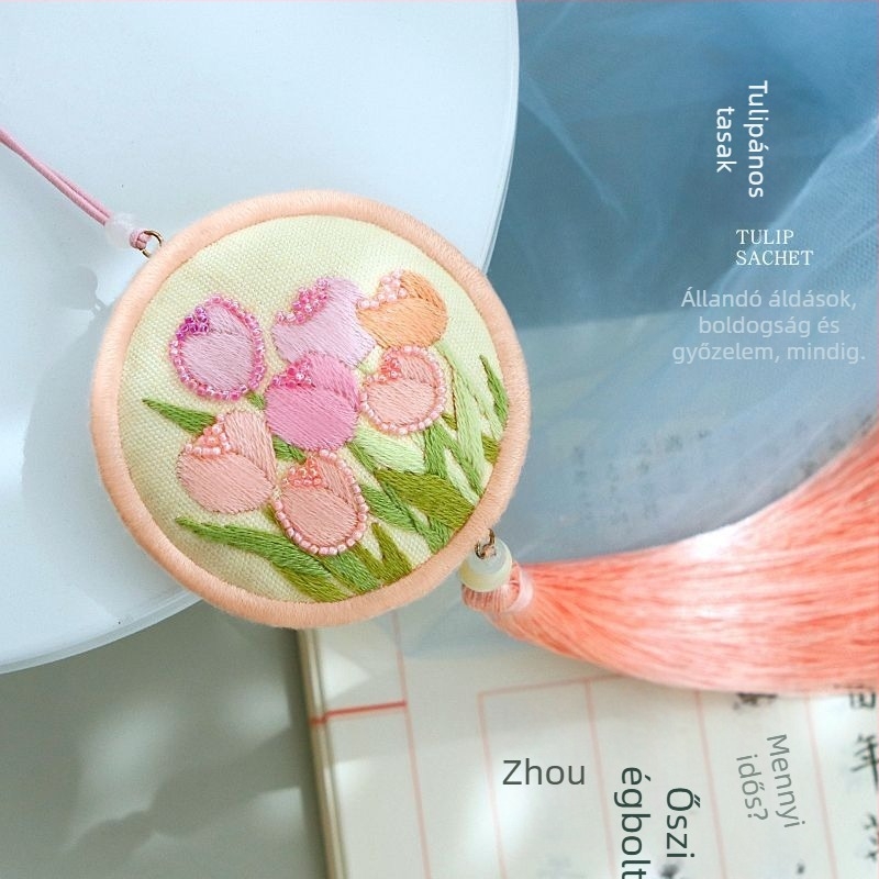 DIY kínai stílusú hímzőkészlet — poliészter anyag, keresztszemes, minták állatokkal, növényekkel és rajzfilmekkel