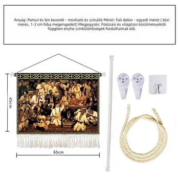 Olajfestmény-stílusú tájkép gobelin, etnikus dekoráció a nappaliba, 100% pamut