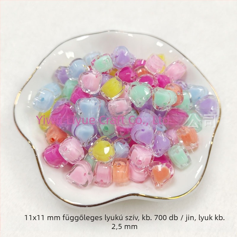 Átlátszó akril gyöngyök belső színnel, különleges formájúak DIY gyerekeknek – színes telefonlánc gyöngyök, szabadon használható