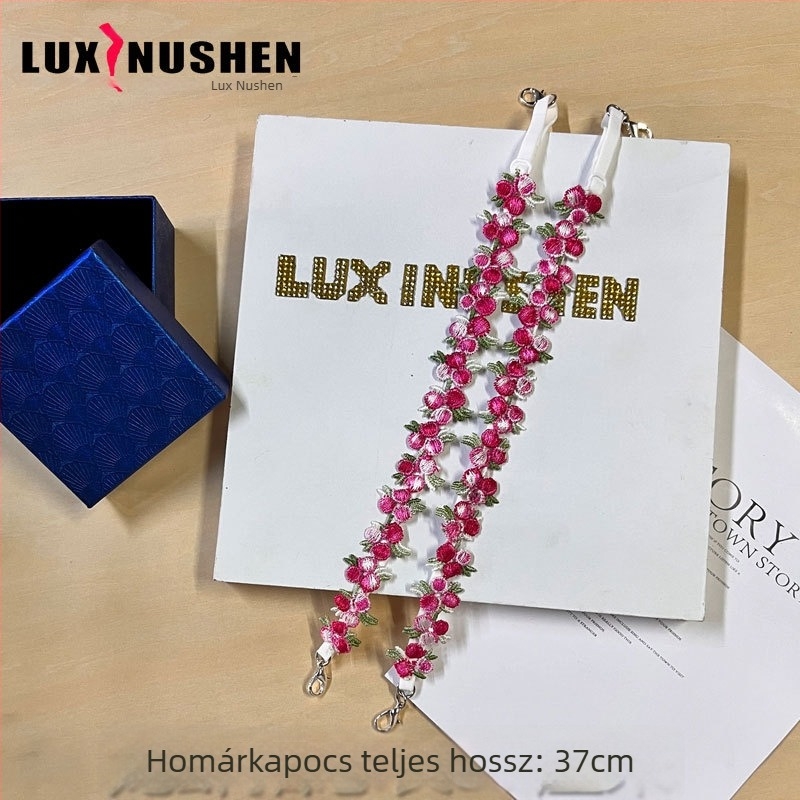 Hímzett csipkés slipruha vékony pántokkal, nejlon anyag, áttetsző részletek, 2024 tavaszi megjelenés