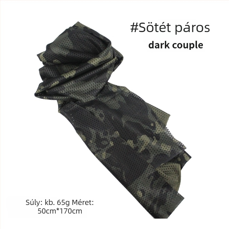 Kamuflált hálós fejkendő – szélálló, napsugárzás elleni védelem; kültéri sportokra, felnőtteknek, uniszex, túrázás és kerékpározás