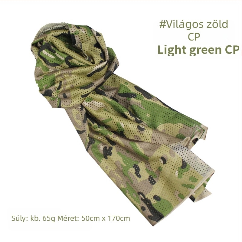 Kamuflált hálós fejkendő – szélálló, napsugárzás elleni védelem; kültéri sportokra, felnőtteknek, uniszex, túrázás és kerékpározás