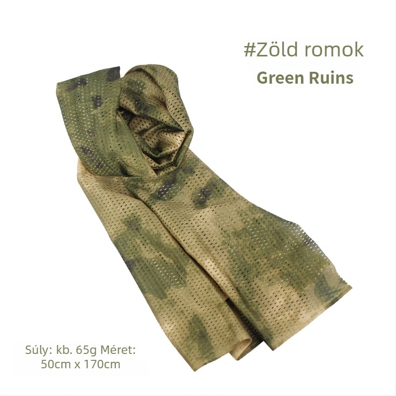 Kamuflált hálós fejkendő – szélálló, napsugárzás elleni védelem; kültéri sportokra, felnőtteknek, uniszex, túrázás és kerékpározás