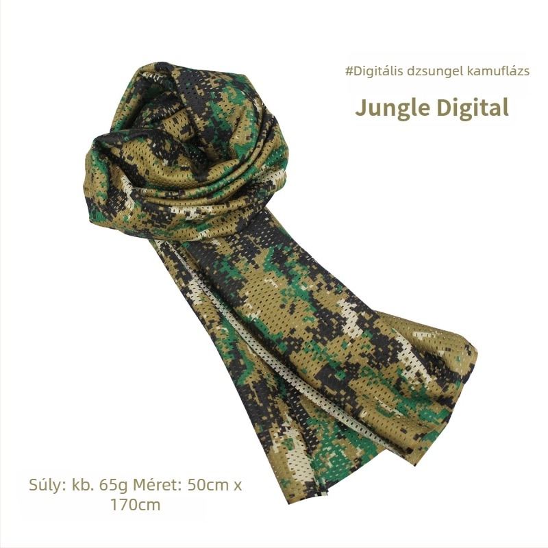 Kamuflált hálós fejkendő – szélálló, napsugárzás elleni védelem; kültéri sportokra, felnőtteknek, uniszex, túrázás és kerékpározás