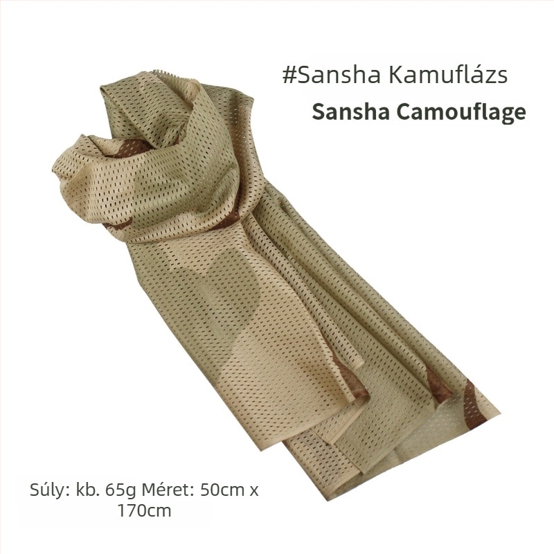 Kamuflált hálós fejkendő – szélálló, napsugárzás elleni védelem; kültéri sportokra, felnőtteknek, uniszex, túrázás és kerékpározás