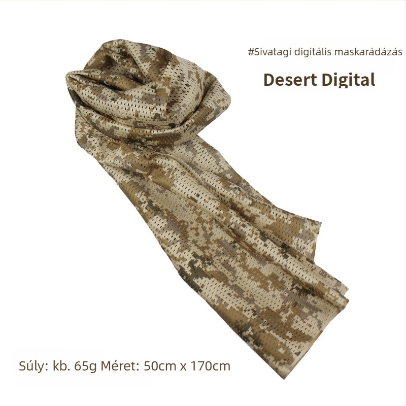 Kamuflált hálós fejkendő – szélálló, napsugárzás elleni védelem; kültéri sportokra, felnőtteknek, uniszex, túrázás és kerékpározás