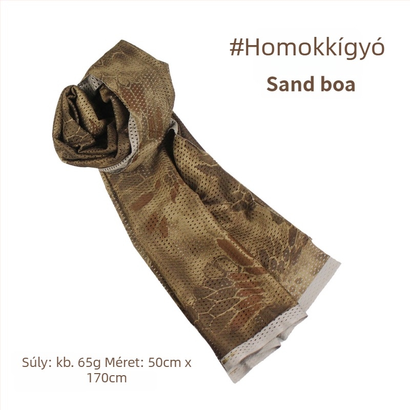 Kamuflált hálós fejkendő – szélálló, napsugárzás elleni védelem; kültéri sportokra, felnőtteknek, uniszex, túrázás és kerékpározás