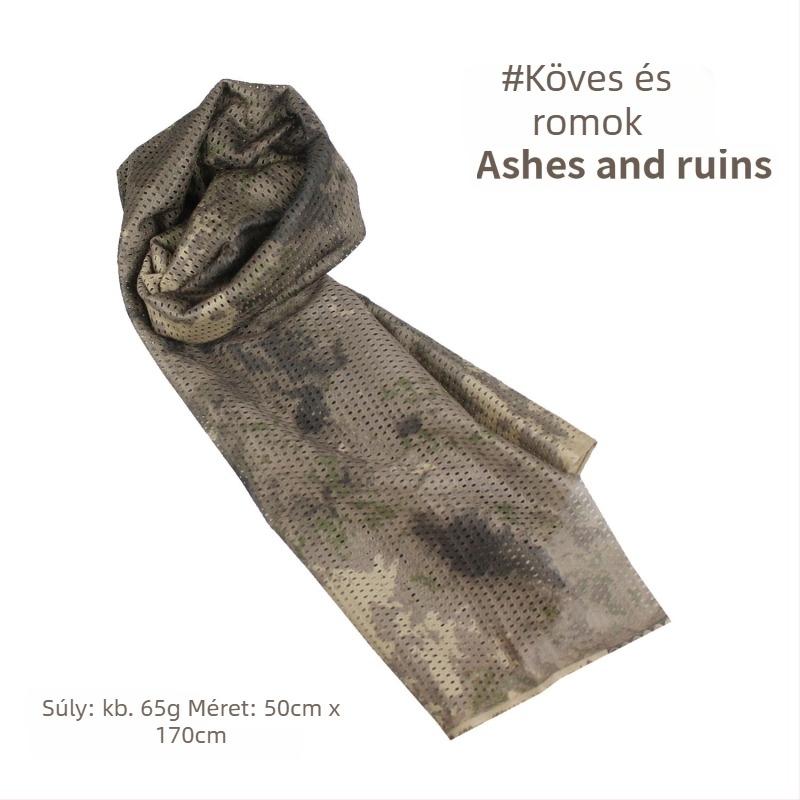 Kamuflált hálós fejkendő – szélálló, napsugárzás elleni védelem; kültéri sportokra, felnőtteknek, uniszex, túrázás és kerékpározás