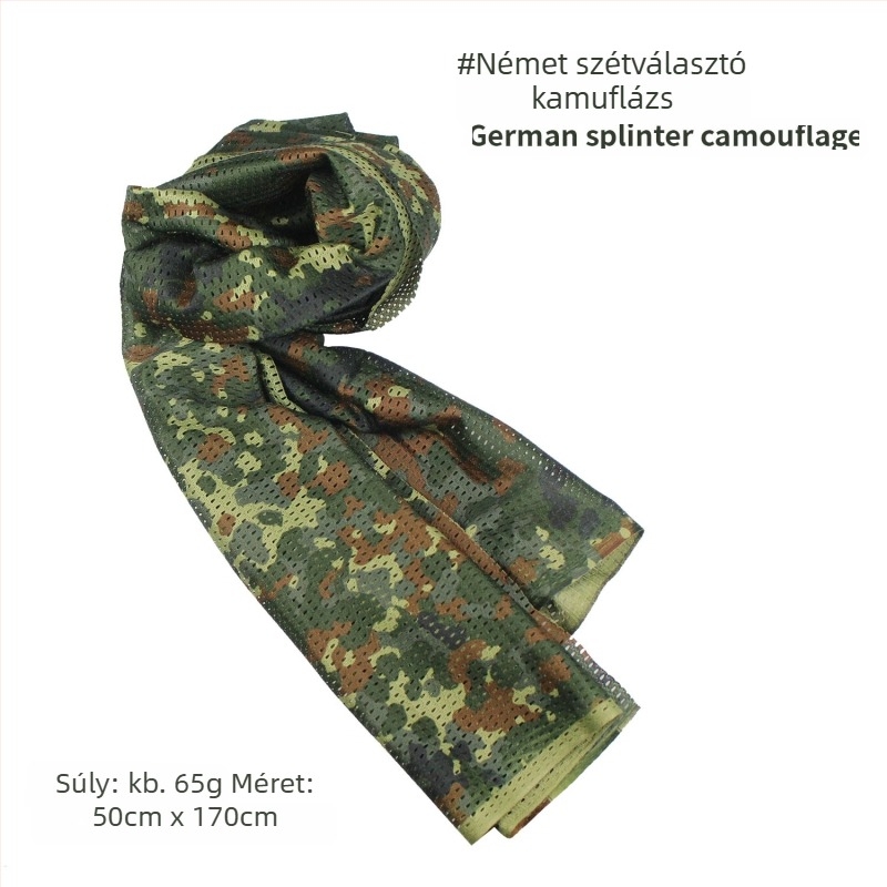 Kamuflált hálós fejkendő – szélálló, napsugárzás elleni védelem; kültéri sportokra, felnőtteknek, uniszex, túrázás és kerékpározás