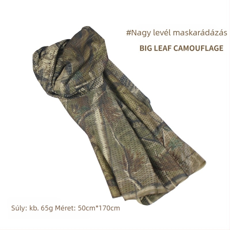 Kamuflált hálós fejkendő – szélálló, napsugárzás elleni védelem; kültéri sportokra, felnőtteknek, uniszex, túrázás és kerékpározás