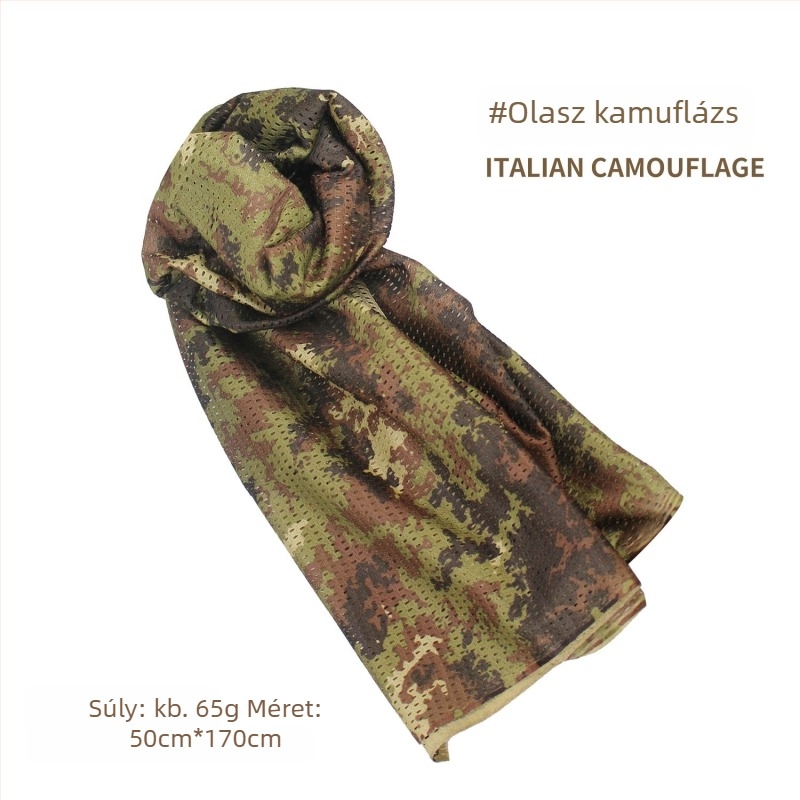 Kamuflált hálós fejkendő – szélálló, napsugárzás elleni védelem; kültéri sportokra, felnőtteknek, uniszex, túrázás és kerékpározás