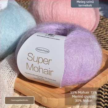 Mohair fonal kötéshez és szövéshez | Selyem mohair, worsted fonal, csoportos fonal, sűrűség 10×10 cm: 30–32 szem, 48–50 sor