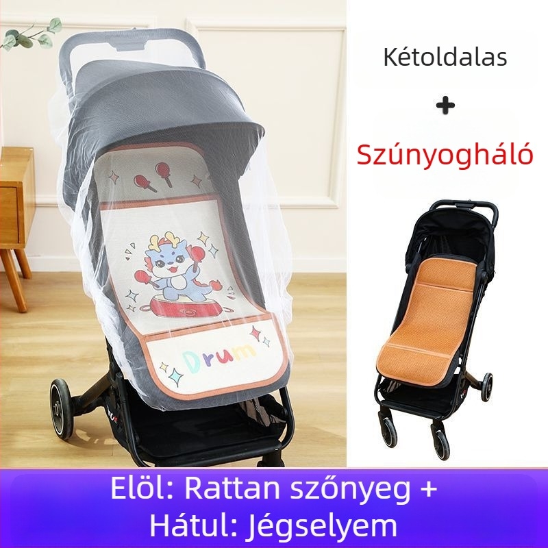 Nyári légáteresztő babakocsi matrac, univerzális, kétoldalas ice silk