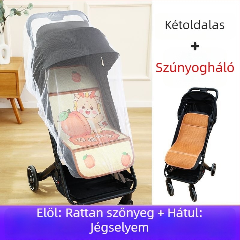 Nyári légáteresztő babakocsi matrac, univerzális, kétoldalas ice silk
