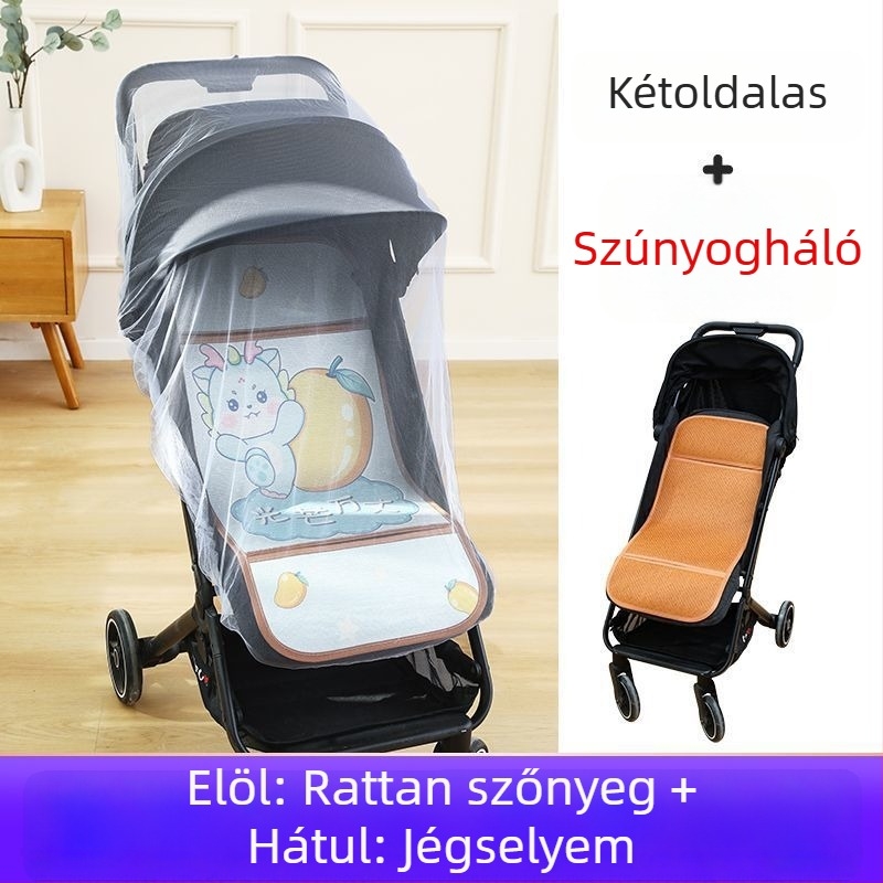 Nyári légáteresztő babakocsi matrac, univerzális, kétoldalas ice silk