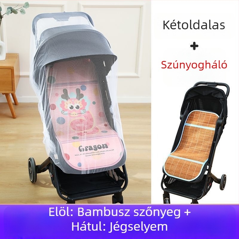 Nyári légáteresztő babakocsi matrac, univerzális, kétoldalas ice silk
