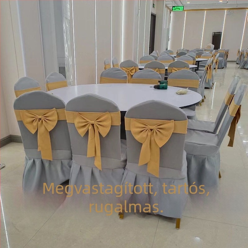 Megerősített elasztikus székhuzat bankettekre és konferenciákra, egyszerű stílusú fa esküvői szék masnival