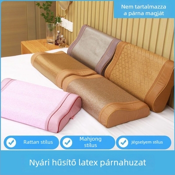 Pamut párnahuzat, egyszerű szövésű, reaktív festéssel, modern minimalista stílus.