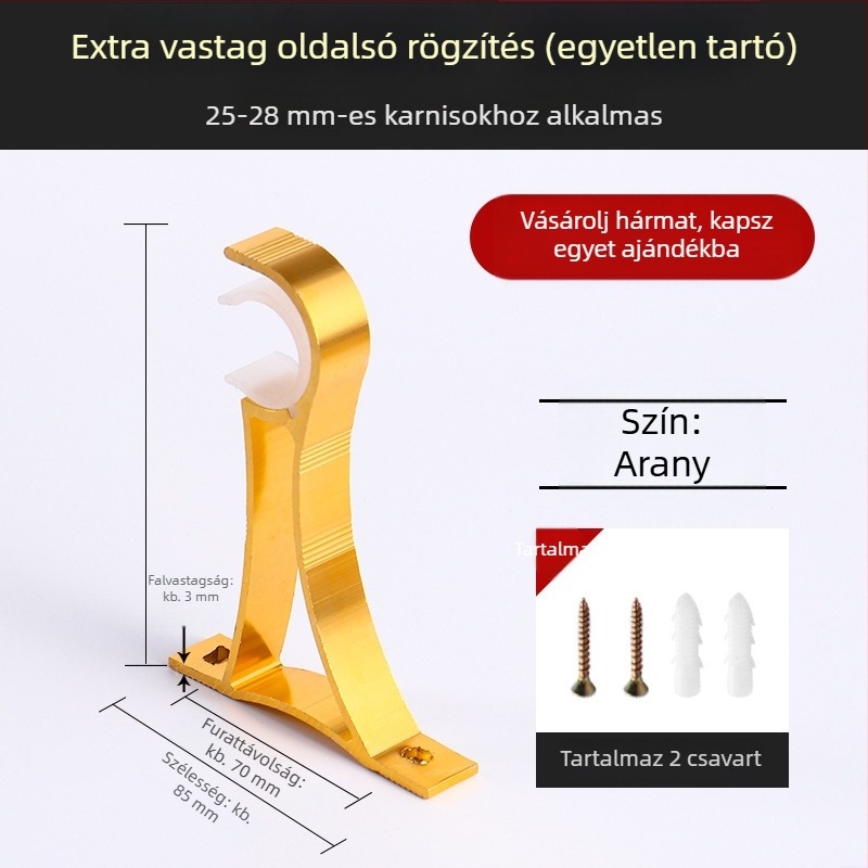 Alumínium ötvözetű függönyrúdtartó kampóval, tartozékok