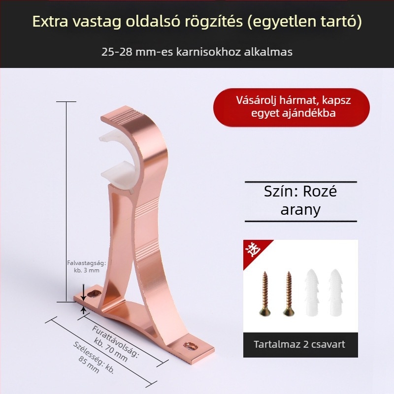 Alumínium ötvözetű függönyrúdtartó kampóval, tartozékok