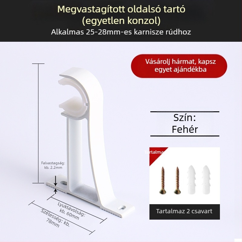 Alumínium ötvözetű függönyrúdtartó kampóval, tartozékok