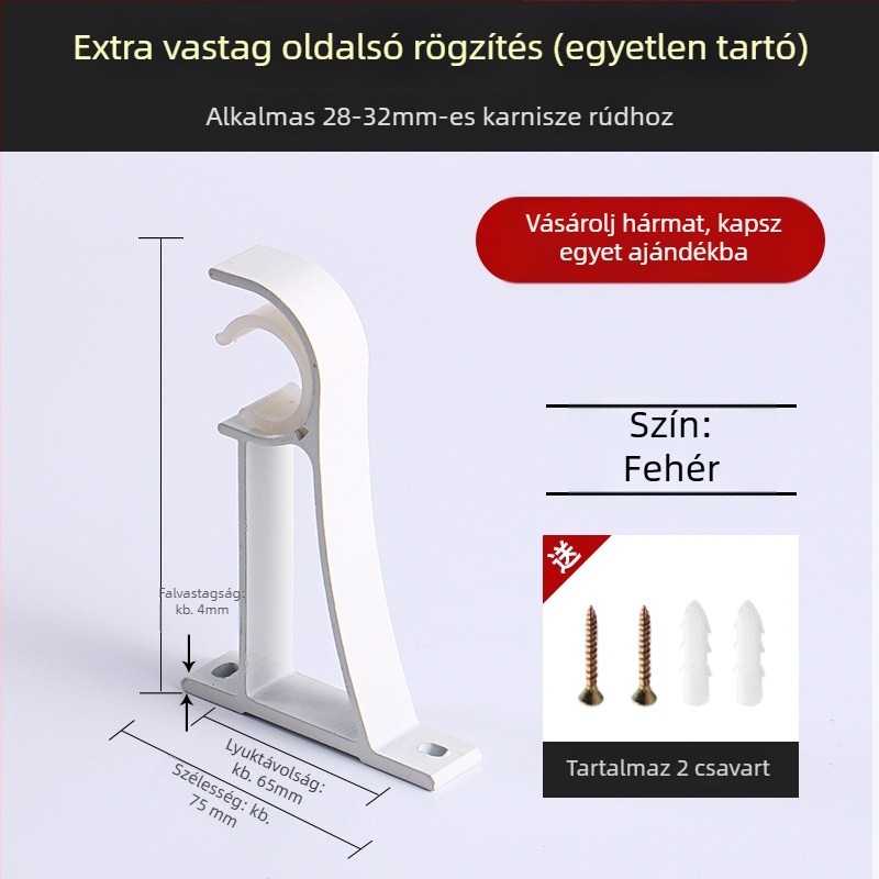 Alumínium ötvözetű függönyrúdtartó kampóval, tartozékok