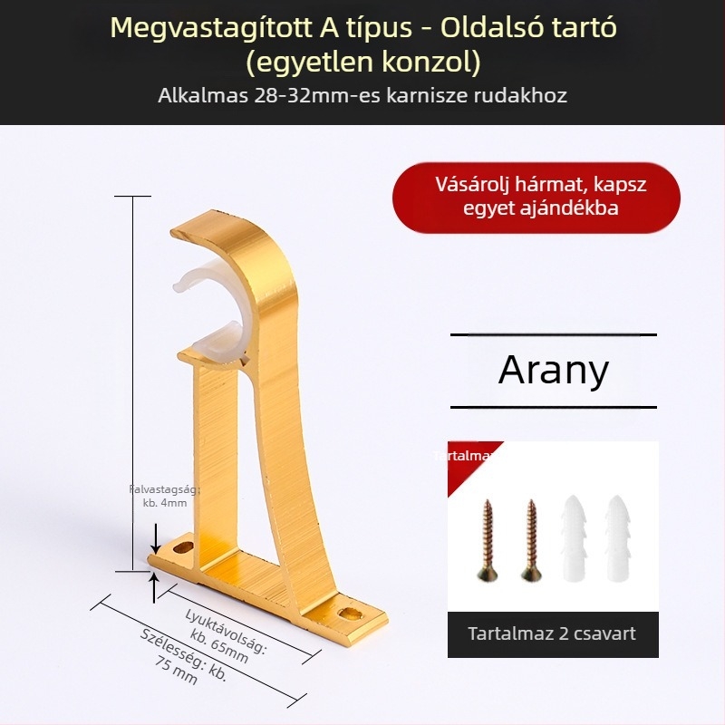 Alumínium ötvözetű függönyrúdtartó kampóval, tartozékok