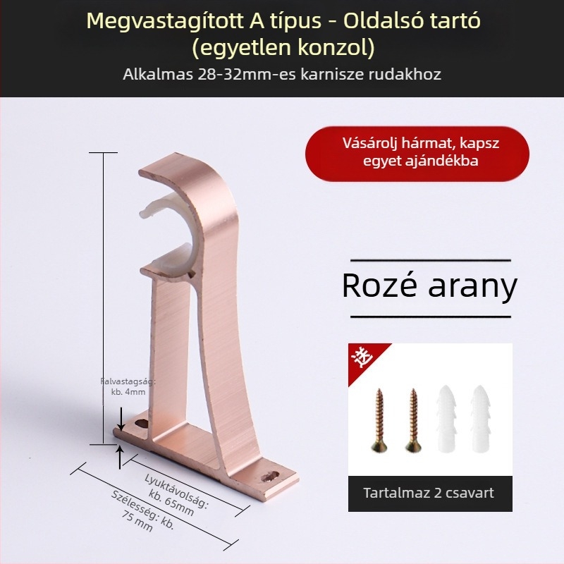Alumínium ötvözetű függönyrúdtartó kampóval, tartozékok