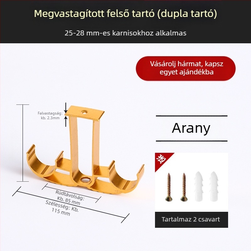 Alumínium ötvözetű függönyrúdtartó kampóval, tartozékok