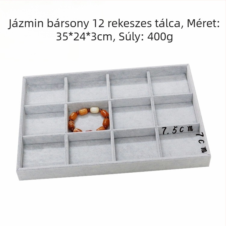 12 rekeszes fém ékszertároló – gyűrűk, nyakláncok, karkötők és medálok számára, művészi stílus, eredet: Jilin, 2025 tavasz