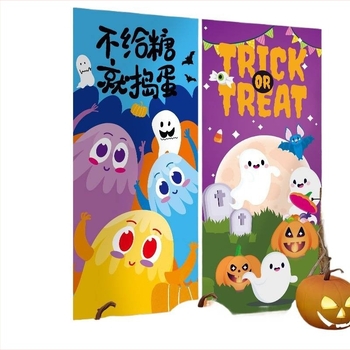 Halloween jelenet háttere tök témájú dekorációval az üzlet/bár bejáratához – fotózási rekvizitok, anyag: selyem virágok