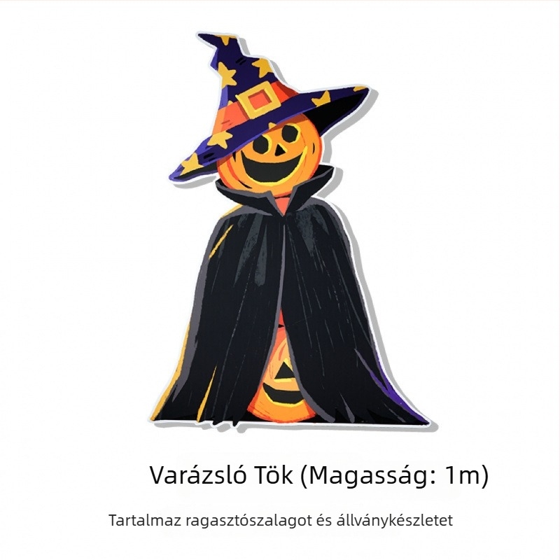 Halloween jelenet háttere tök témájú dekorációval az üzlet/bár bejáratához – fotózási rekvizitok, anyag: selyem virágok