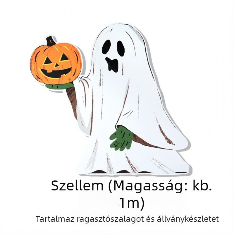 Halloween jelenet háttere tök témájú dekorációval az üzlet/bár bejáratához – fotózási rekvizitok, anyag: selyem virágok
