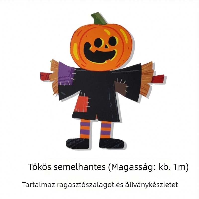 Halloween jelenet háttere tök témájú dekorációval az üzlet/bár bejáratához – fotózási rekvizitok, anyag: selyem virágok