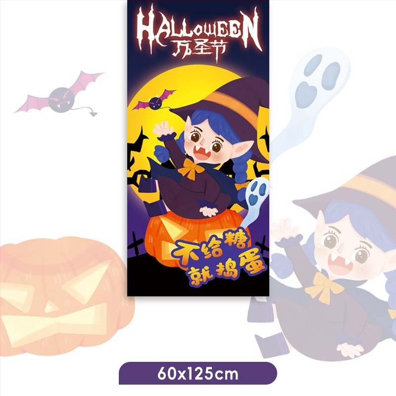 Halloween jelenet háttere tök témájú dekorációval az üzlet/bár bejáratához – fotózási rekvizitok, anyag: selyem virágok