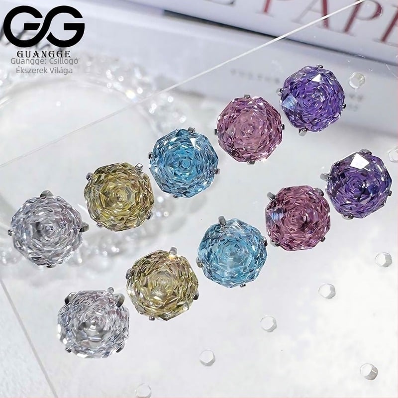 Titánium ötvözet fülbevaló cirkónium kristállyal, cirkónium kezelés, uniszex minimalist stílus