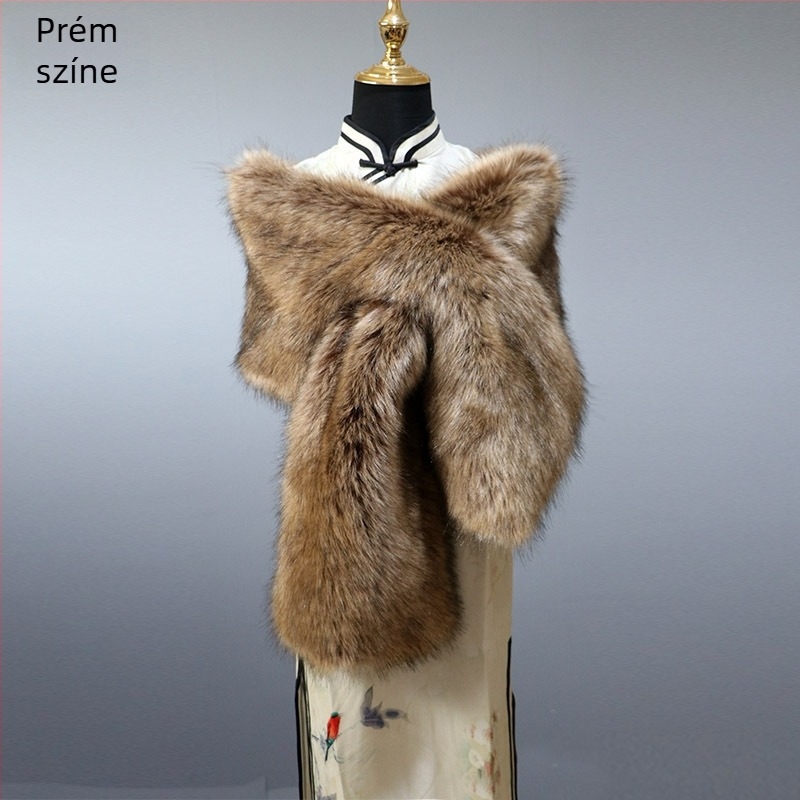Őszi-téli cheongsam sál, széles, meleg műszőrméből, esküvői színpadi kiegészítő, női plüss sál