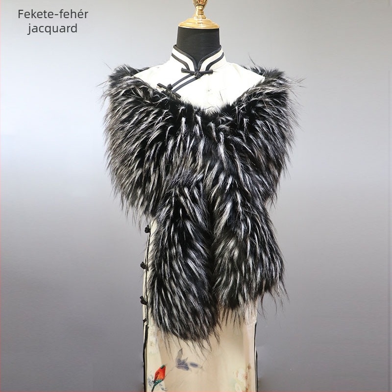 Őszi-téli cheongsam sál, széles, meleg műszőrméből, esküvői színpadi kiegészítő, női plüss sál