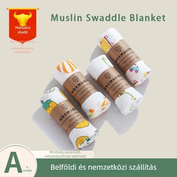 Kétoldalas pamut géz swaddle kendő babáknak, lélegző négyzet alakú takaró nyomtatott mintával, napvédő babakocsi huzat, 110 x 110 cm
