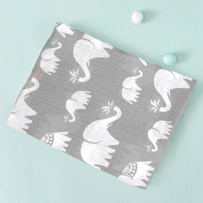 Kétoldalas pamut géz swaddle kendő babáknak, lélegző négyzet alakú takaró nyomtatott mintával, napvédő babakocsi huzat, 110 x 110 cm